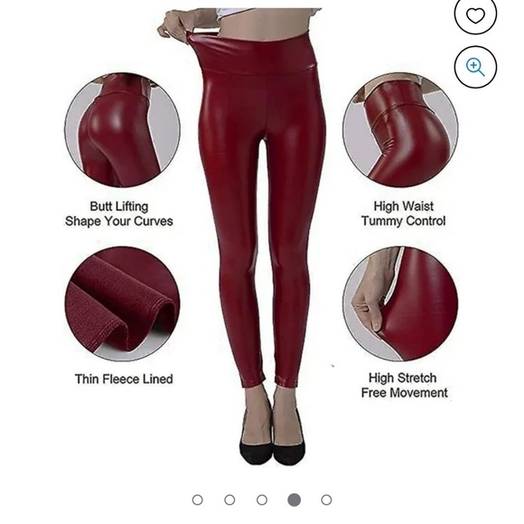 AUSIMIAR Women's Stretchy Faux Leather Fit  Wet Look Leggings Pants. Sexy High - Picture 4 of 8